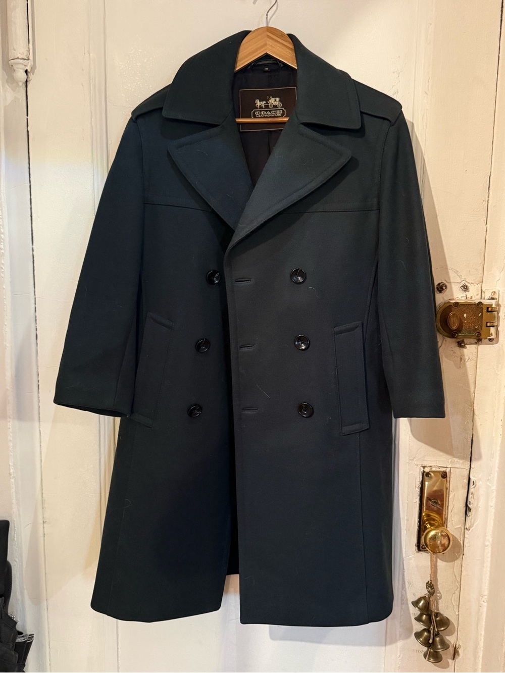 Men/Women Coach Double-Breasted Pea/ trench Coat in Dark Green